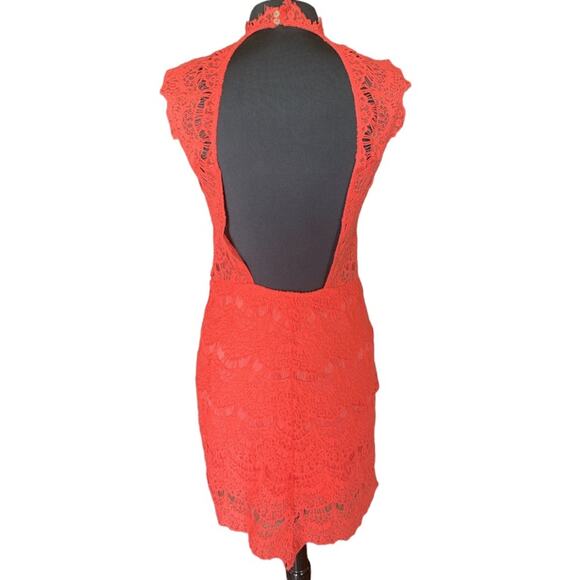Free People Daydream Coral Bodycon Slip Lace Dress-L - Picture 5 of 6